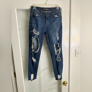 Ensean Junior High rise Ripped Dark Blue Jeans